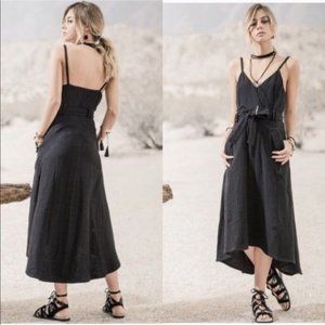 Anthropologie Moon River Belted Solid Linen Dress Sleeveless - size XS